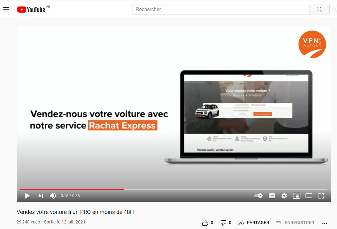 La chaîne YouTube de VPN Autos pour illustrer la stratégie du marketing vidéo