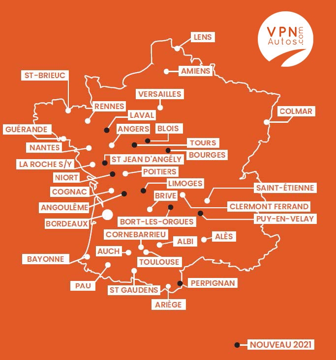 Carte de la convention VPN Autos Bordeaux 2021