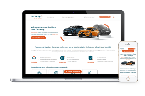 Site internet de Carzengo, l'abonnement voiture par VPN Autos